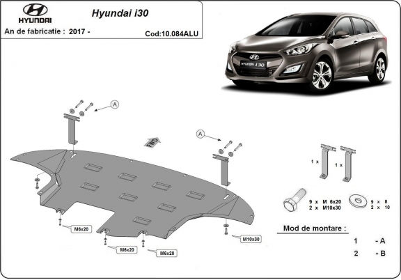 Aluminium protection sous moteur et de la boîte de vitesse Hyundai i30