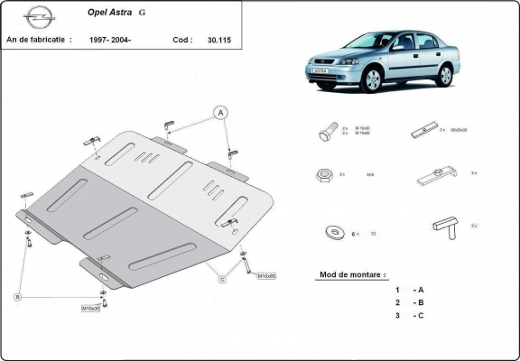 Protection sous moteur et de la boîte de vitesse Opel Astra G