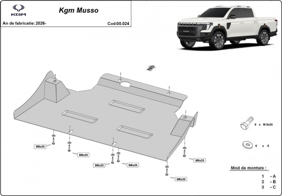 Protection de la boîte de vitesse KGM Musso