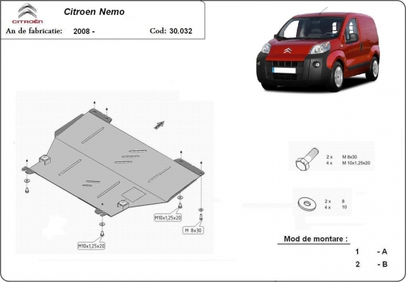 Protection sous moteur et de la boîte de vitesse Citroen Nemo