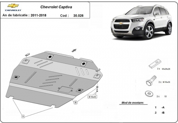 Protection sous moteur et de la boîte de vitesse Chevrolet Captiva