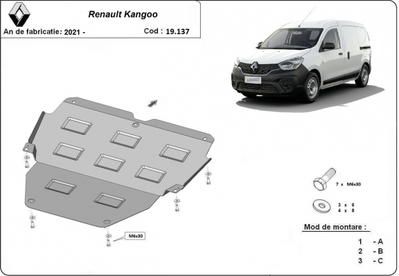 Protection sous moteur et de la boîte de vitesse Renault Kangoo