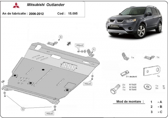 Protection sous moteur et de la boîte de vitesse Mitsubishi Outlander