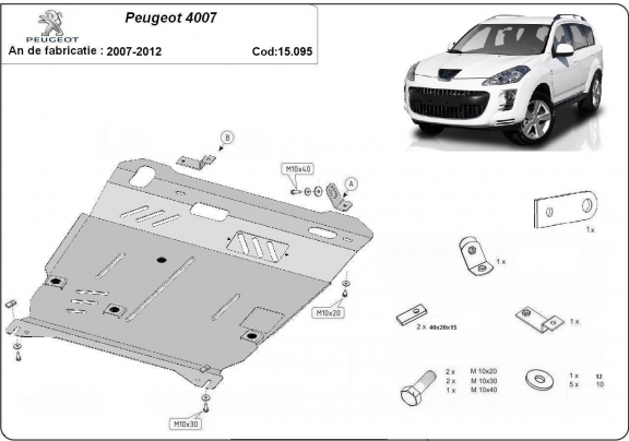 Protection sous moteur et de la boîte de vitesse Peugeot 4007