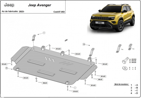 Protection sous moteur et de la boîte de vitesse Jeep Avenger
