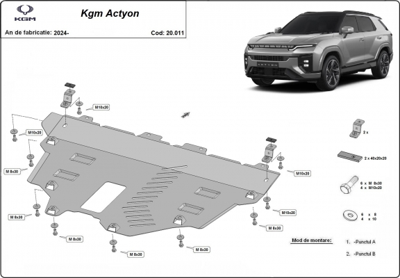 Protection sous moteur et de la radiateur KGM Actyon