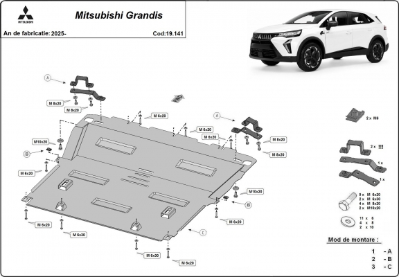 Protection sous moteur et de la boîte de vitesse Mitsubishi Grandis