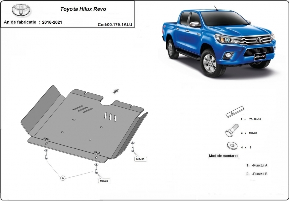 Aluminium protection de la boîte de vitesse Toyota Hilux Revo