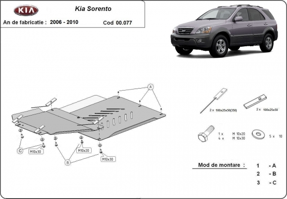Protection de la boîte de vitesse et de la différentiel Kia Sorento