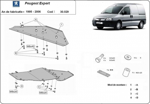 Protection sous moteur et de la boîte de vitesse Peugeot Expert