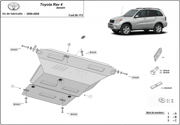 Protection sous moteur et de la boîte de vitesse Toyota Rav4