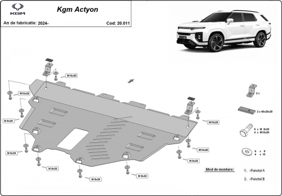 Protection sous moteur et de la radiateur KGM Actyon