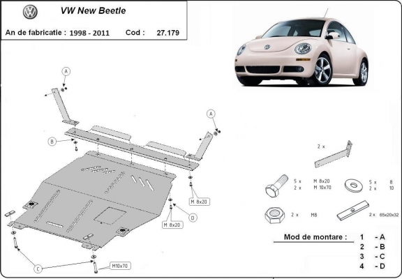 Protection sous moteur et de la boîte de vitesse Volkswagen New Beetle