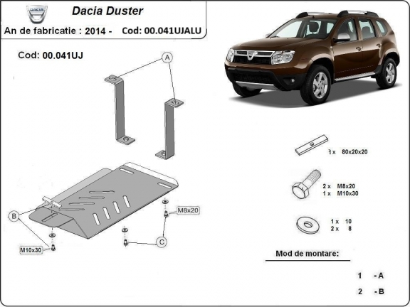 Aluminium protection du différentiel Dacia Duster 4x4