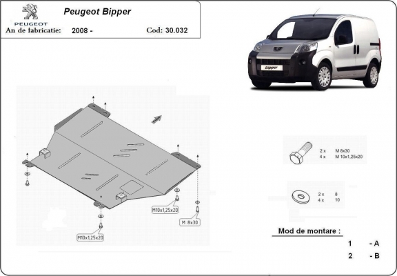 Protection sous moteur et de la boîte de vitesse Peugeot Bipper