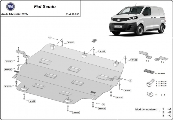 Protection sous moteur et de la boîte de vitesse Fiat Scudo