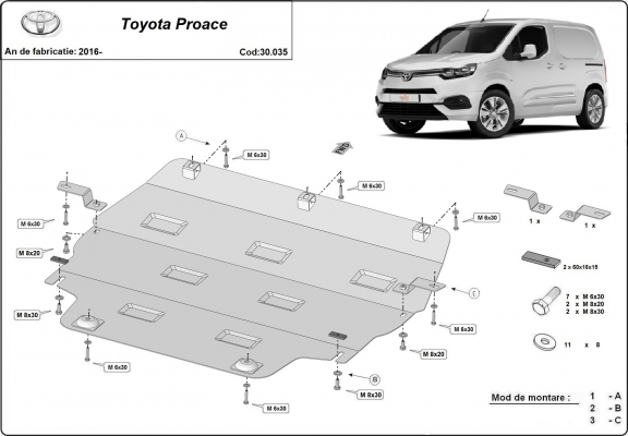 Protection sous moteur et de la boîte de vitesse Toyota Proace