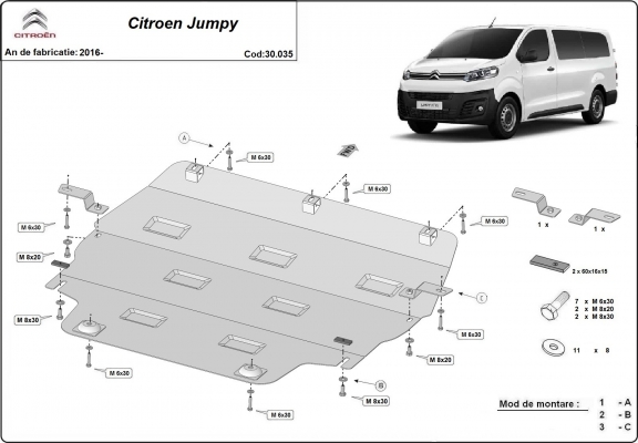 Protection sous moteur et de la boîte de vitesse Citroen Jumpy