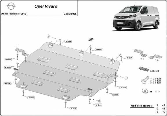Protection sous moteur et de la boîte de vitesse Opel Vivaro C 