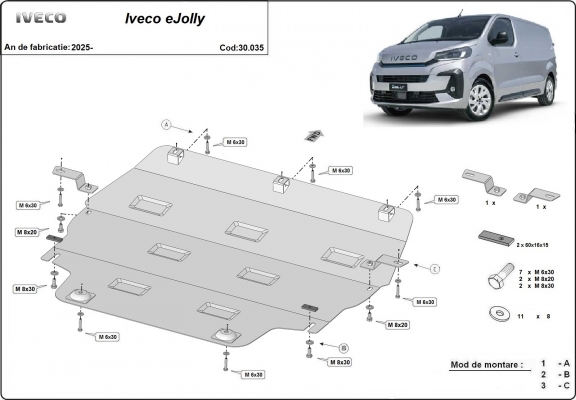 Protection sous moteur et de la boîte de vitesse Iveco eJolly