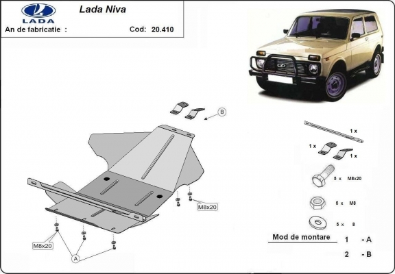 Protection sous moteur et de la boîte de vitesse Lada Niva