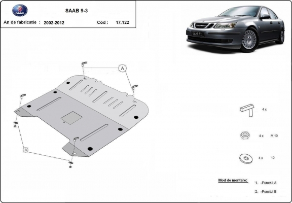 Protection sous moteur et de la boîte de vitesse Saab 9-3