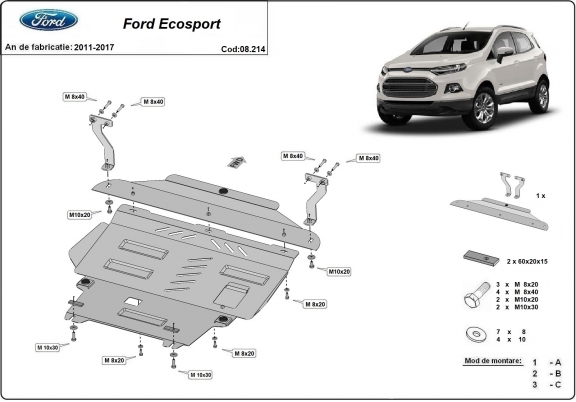 Protection sous moteur et de la boîte de vitesse Ford EcoSport