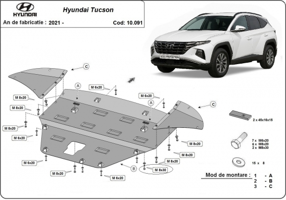 Protection sous moteur et de la boîte de vitesse Hyundai Tucson