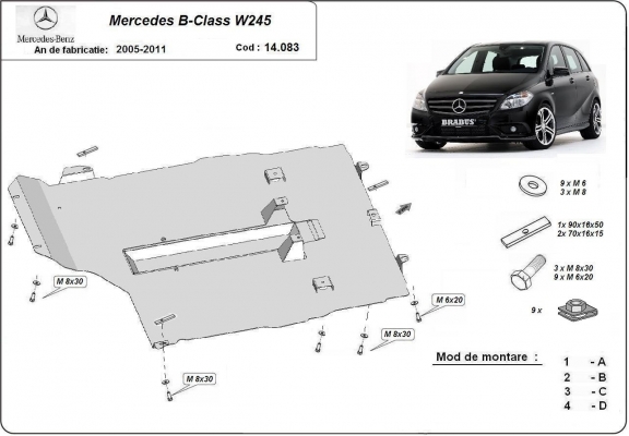 Protection sous moteur et de la boîte de vitesse Mercedes B-Class W245