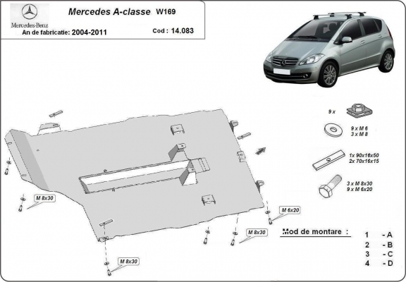 Protection sous moteur et de la boîte de vitesse Mercedes A-Class W169