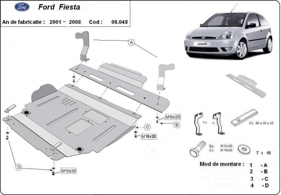 Protection sous moteur et de la boîte de vitesse Ford Fiesta