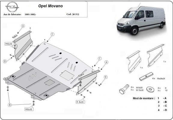 Protection sous moteur et de la boîte de vitesse Opel Movano A 