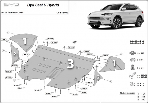 Protection sous moteur et de la boîte de vitesse BYD Seal U - DM-i