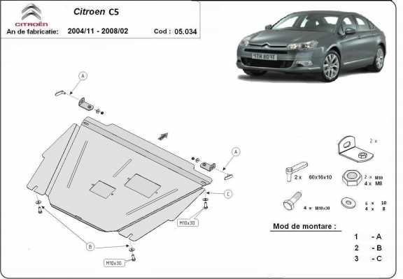 Protection sous moteur et de la boîte de vitesse Citroen C5