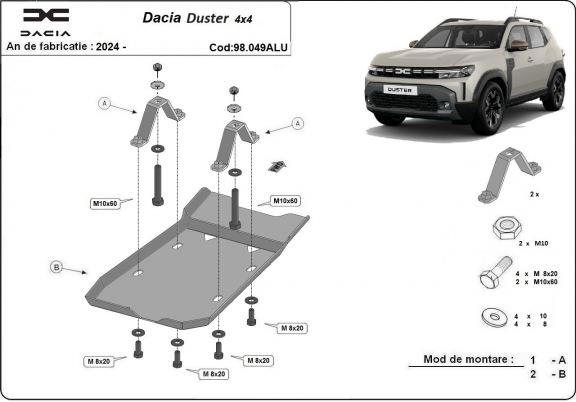 Aluminium protection du différentiel Dacia Duster 4x4