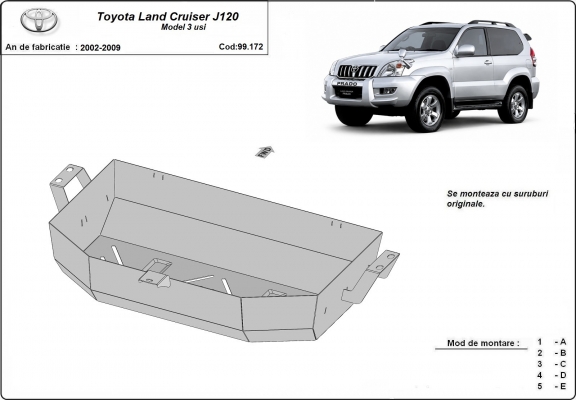 Protection de réservoir Toyota Land Cruiser J120 - uniquement pour le modèle 3 portes 