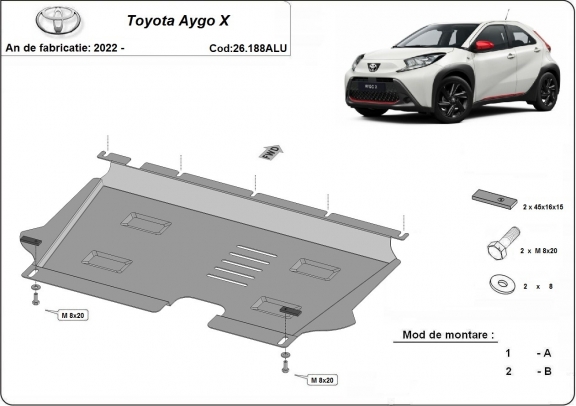 Protection sous moteur et de la boîte de vitesse Toyota Aygo X - Aluminium 