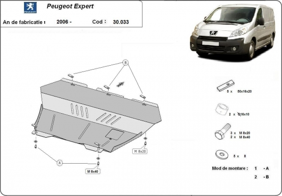 Protection sous moteur et de la boîte de vitesse Peugeot Expert
