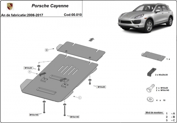 Protection de protection de la boîte de vitesse Porsche Cayenne