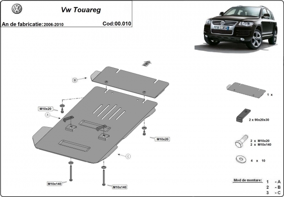 Protection de la boîte de vitesse Volkswagen Touareg 7L