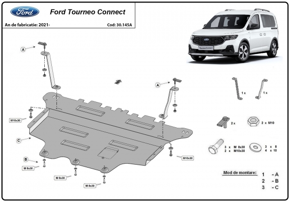 Protection sous moteur et de la boîte de vitesse Ford Tourneo Connect 
