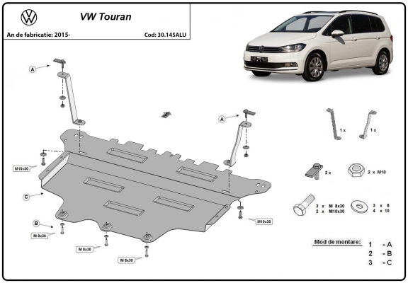 Aluminium protection sous moteur et de la boîte de vitesse VW Touran