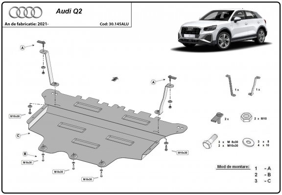 Aluminium protection sous moteur et de la boîte de vitesse Audi Q2