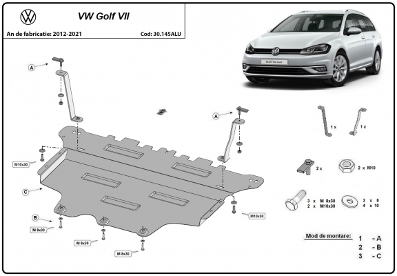 Aluminium protection sous moteur et de la boîte de vitesse VW Golf 7