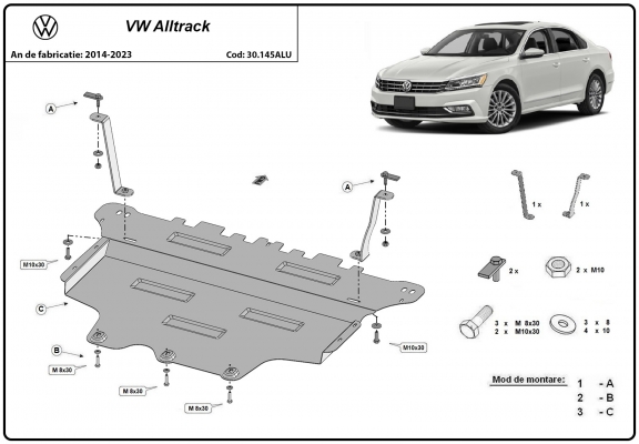 Aluminium protection sous moteur et de la boîte de vitesse VW Passat Alltrack