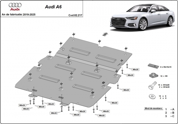 Protection sous moteur et de la radiateur Audi A6