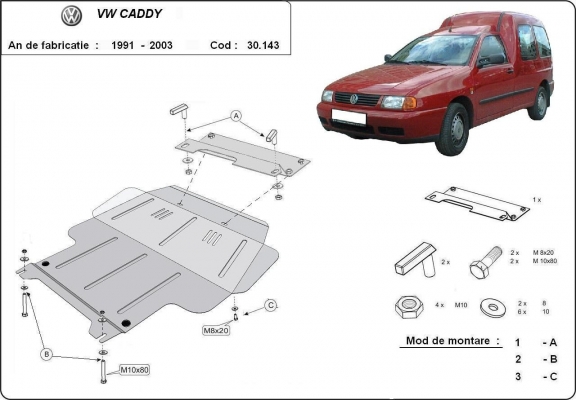 Protection sous moteur et de la boîte de vitesse Volkswagen Caddy