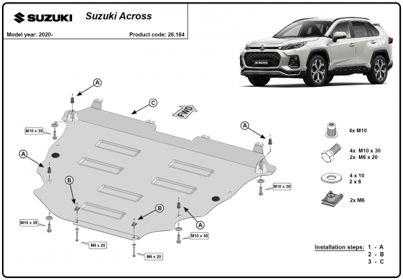 Protection sous moteur et de la boîte de vitesse Suzuki Across