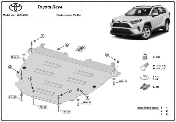 Protection sous moteur et de la boîte de vitesse Toyota Rav4