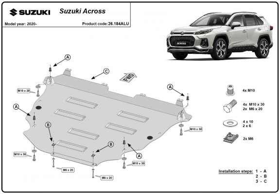 Protection sous moteur et de la boîte de vitesse Suzuki Across - Aluminium  
